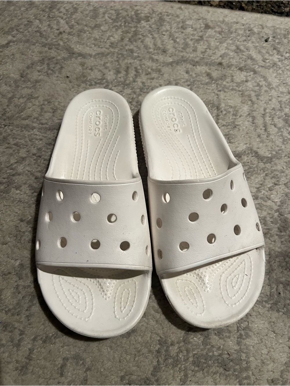 CROCS White Kids Slide Sandals with Vent Holes